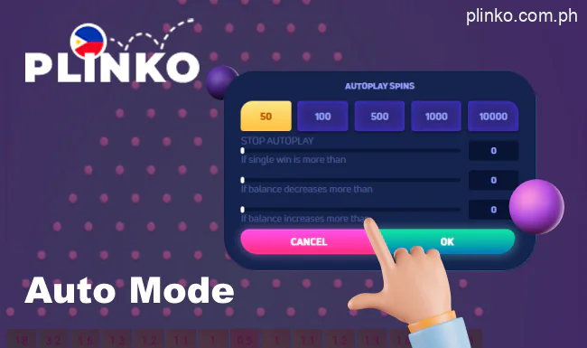 Play Plinko hands-free with auto mode