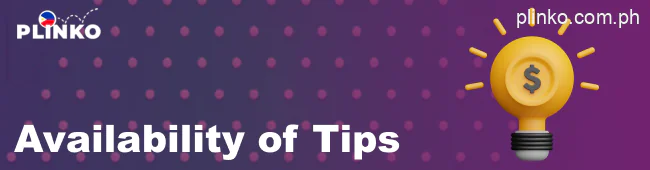 Access to helpful tips